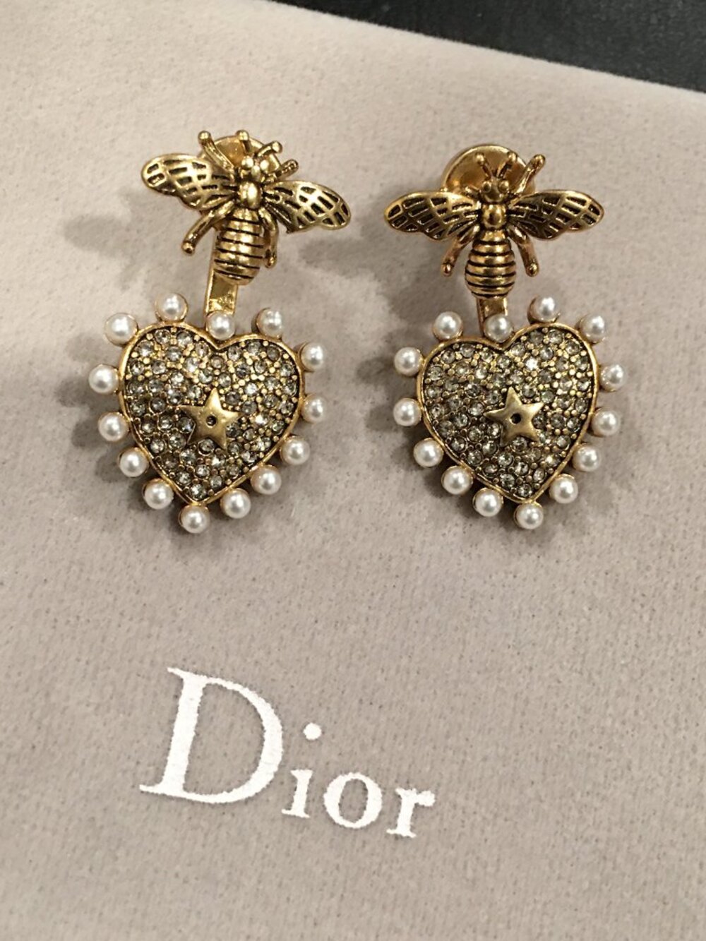 Dior Bee Heart & Pearl Earrings